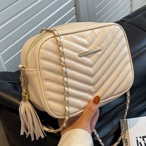 Tan Mini Chevron Crossbody Bag NWOT